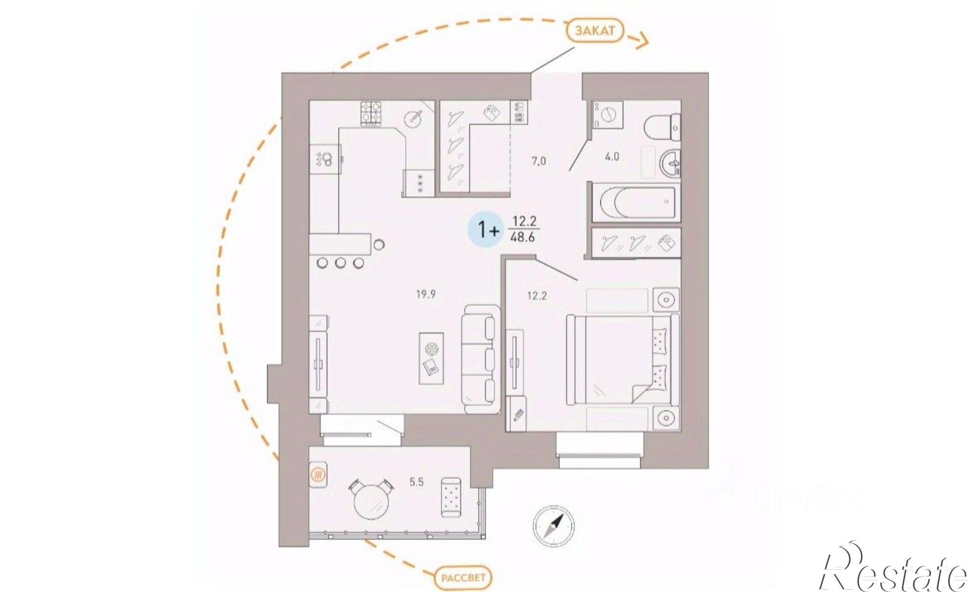 Купить квартиру за 5 500 000 рублей на Брянская улица, 25