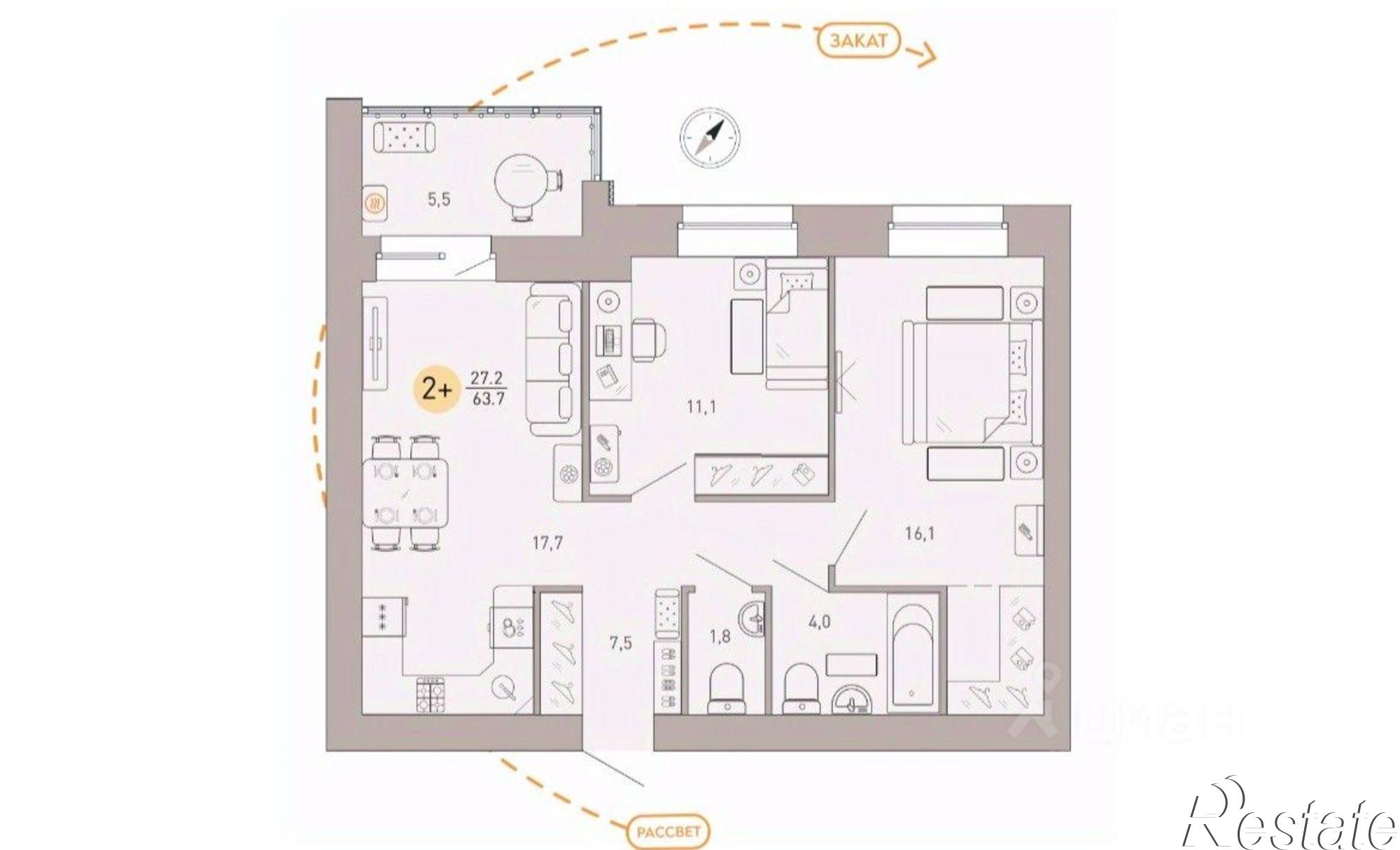 Купить квартиру за 7 200 000 рублей на улица Крапивницкого, 39 к3