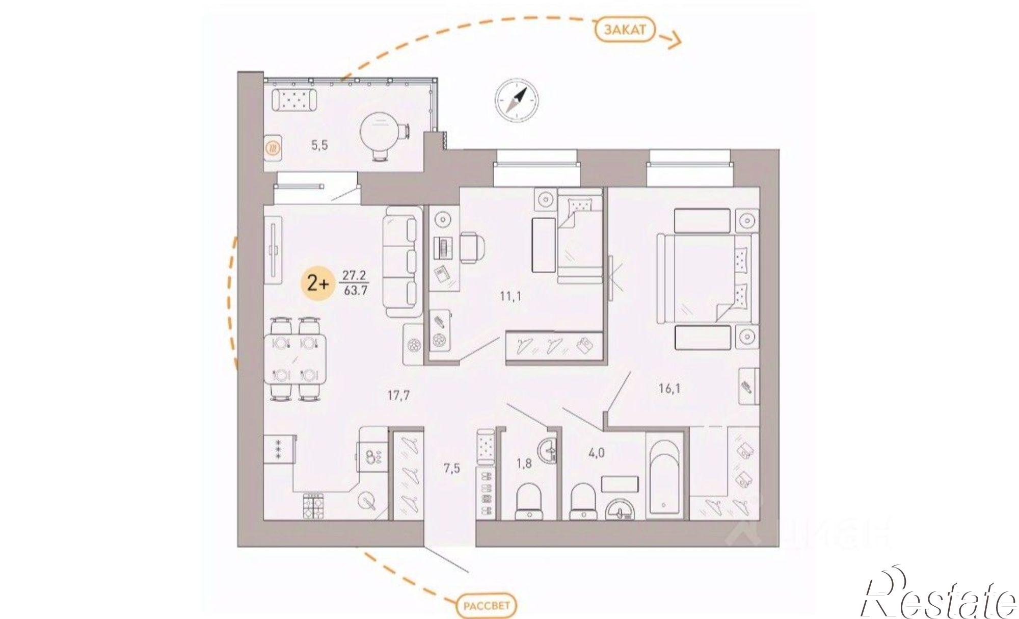 Купить квартиру за 8 100 000 рублей на улица Крапивницкого, 39 к3