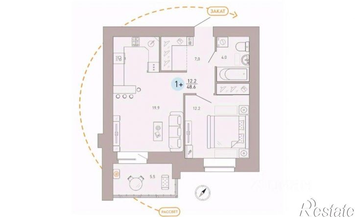 1-комн квартира Брянская улица, 25,  д. 25