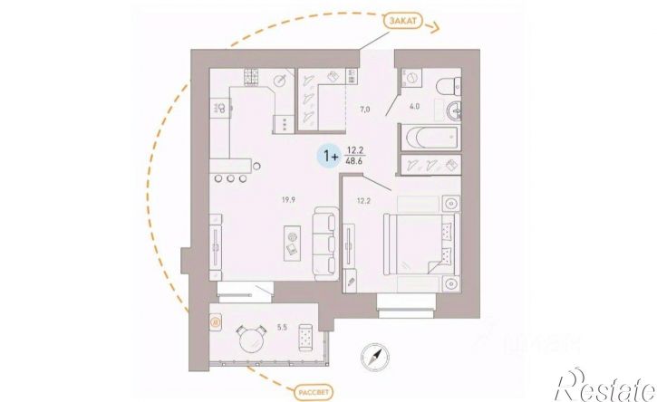 1-комн квартира Брянская улица, 25,  д. 25