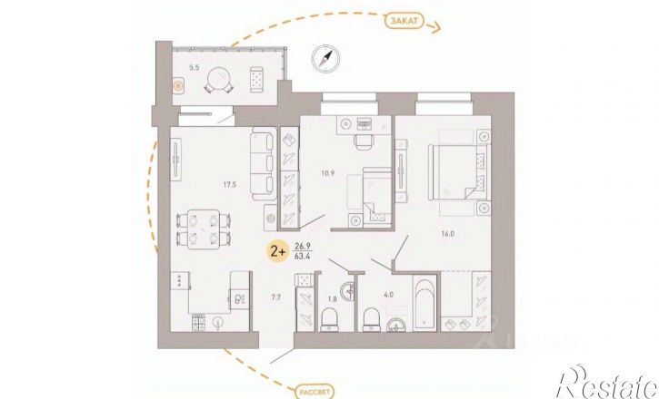2-комн квартира улица Крапивницкого, 39 к3,  д. 39 к3