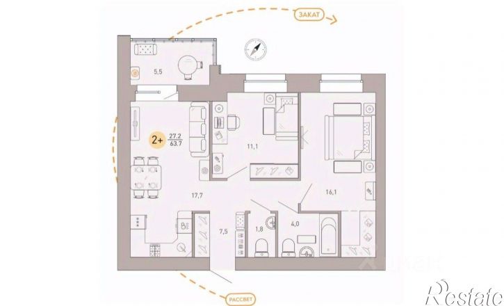 2-комн квартира улица Крапивницкого, 39 к3,  д. 39 к3