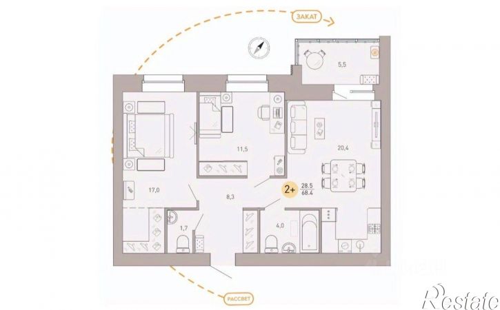 2-комн квартира улица Крапивницкого, 39 к3,  д. 39 к3