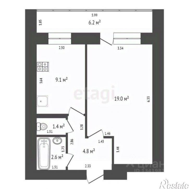 1-комн квартира улица Котовского, 5,  д. 5