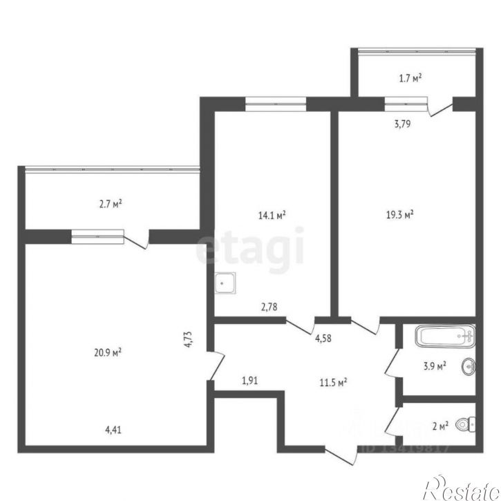 3-комн квартира улица Игоря Кустова, 33А,  д. 33А