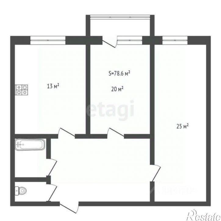 2-комн квартира Комсомольская улица, 20,  д. 20