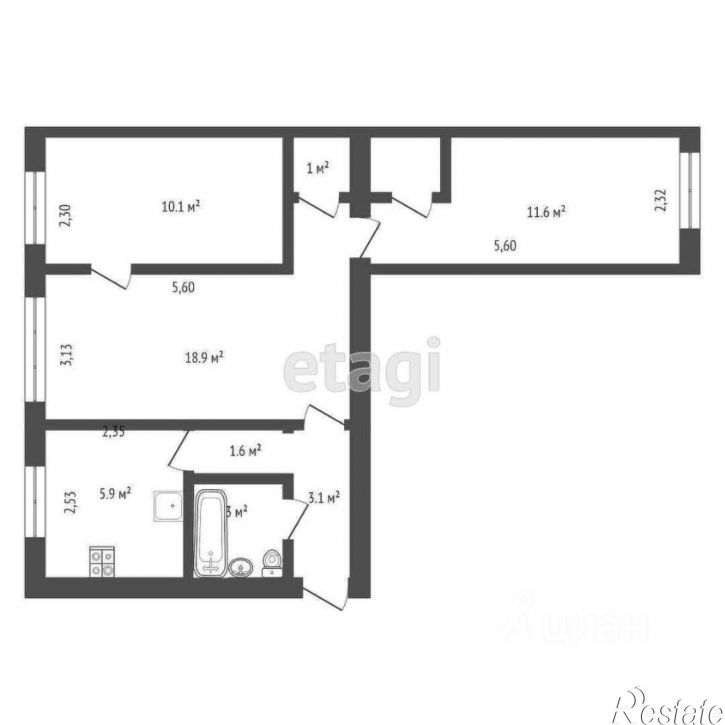 3-комн квартира улица Афанасьева, 16,  д. 16