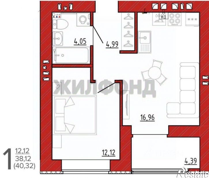 1-комн квартира Брянск, улица Ульянова, 10