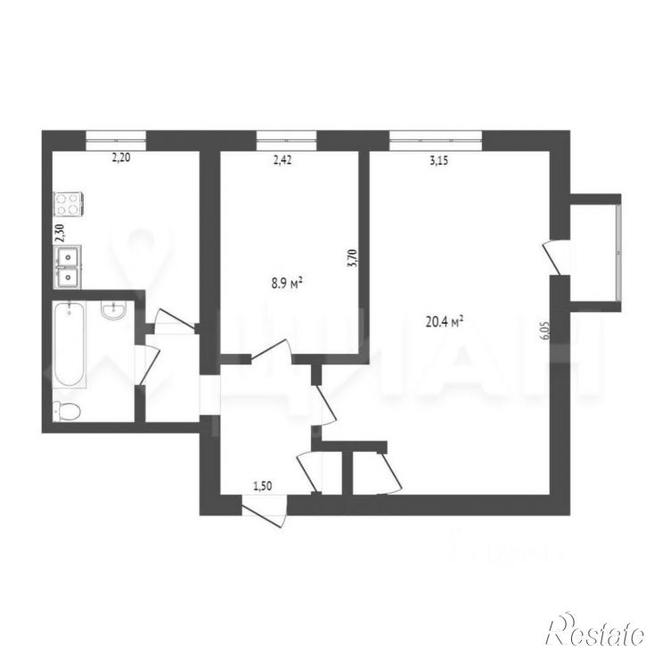 2-комн квартира улица Вяземского, 2,  д. 2