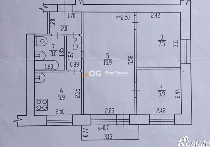 2-комн квартира Ново-Советская улица, 97,  д. 97