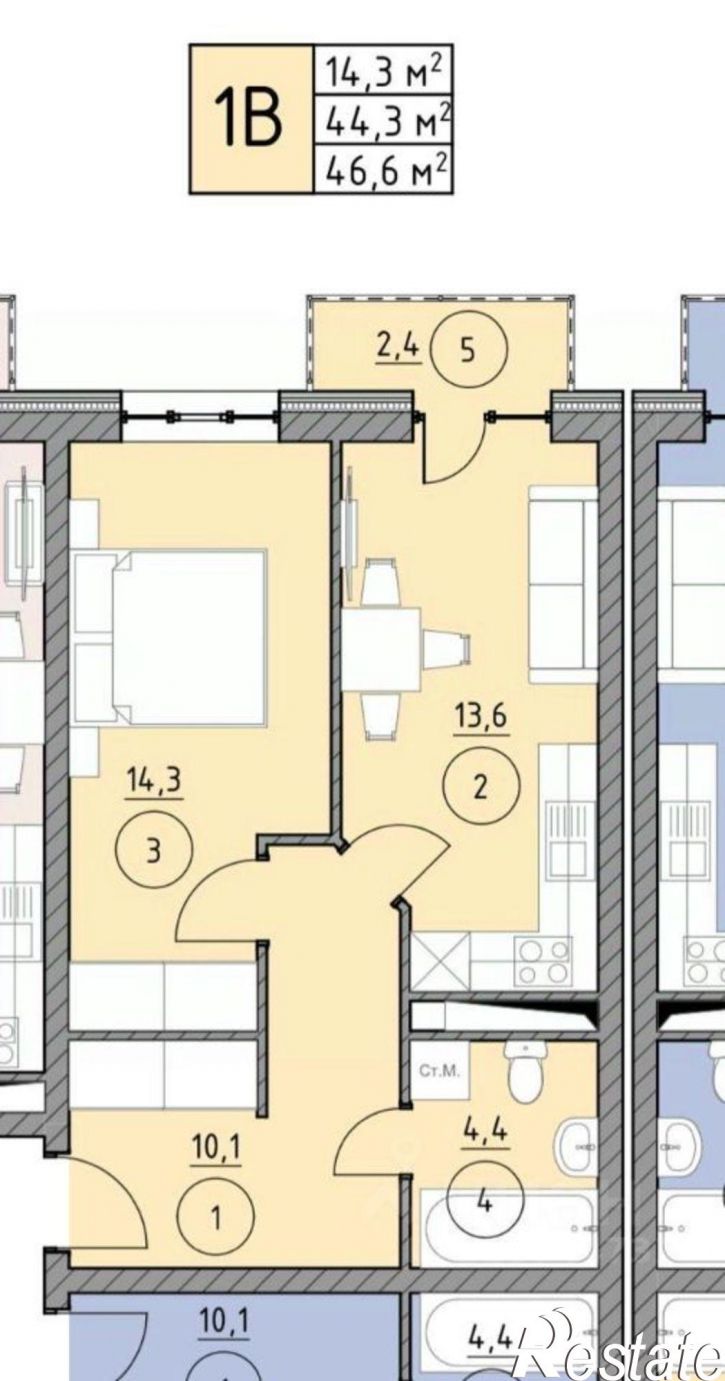 1-комн квартира Ильинский переулок, 1А,  д. 1А