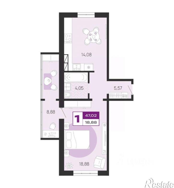 1-комн квартира в новом доме Литейная улица, 65,  д. 65