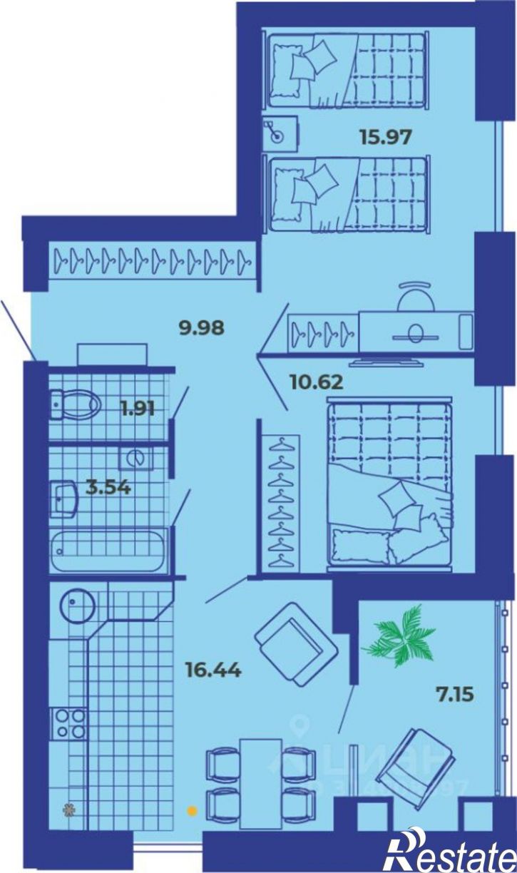 2-комн квартира в новом доме ул им. О.С. Визнюка, 18,  д. 18