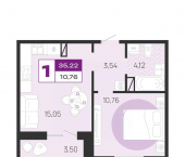 1-комн, 35 кв м, этаж 3/10 микрорайон Деснаград, квартал Рябиновый