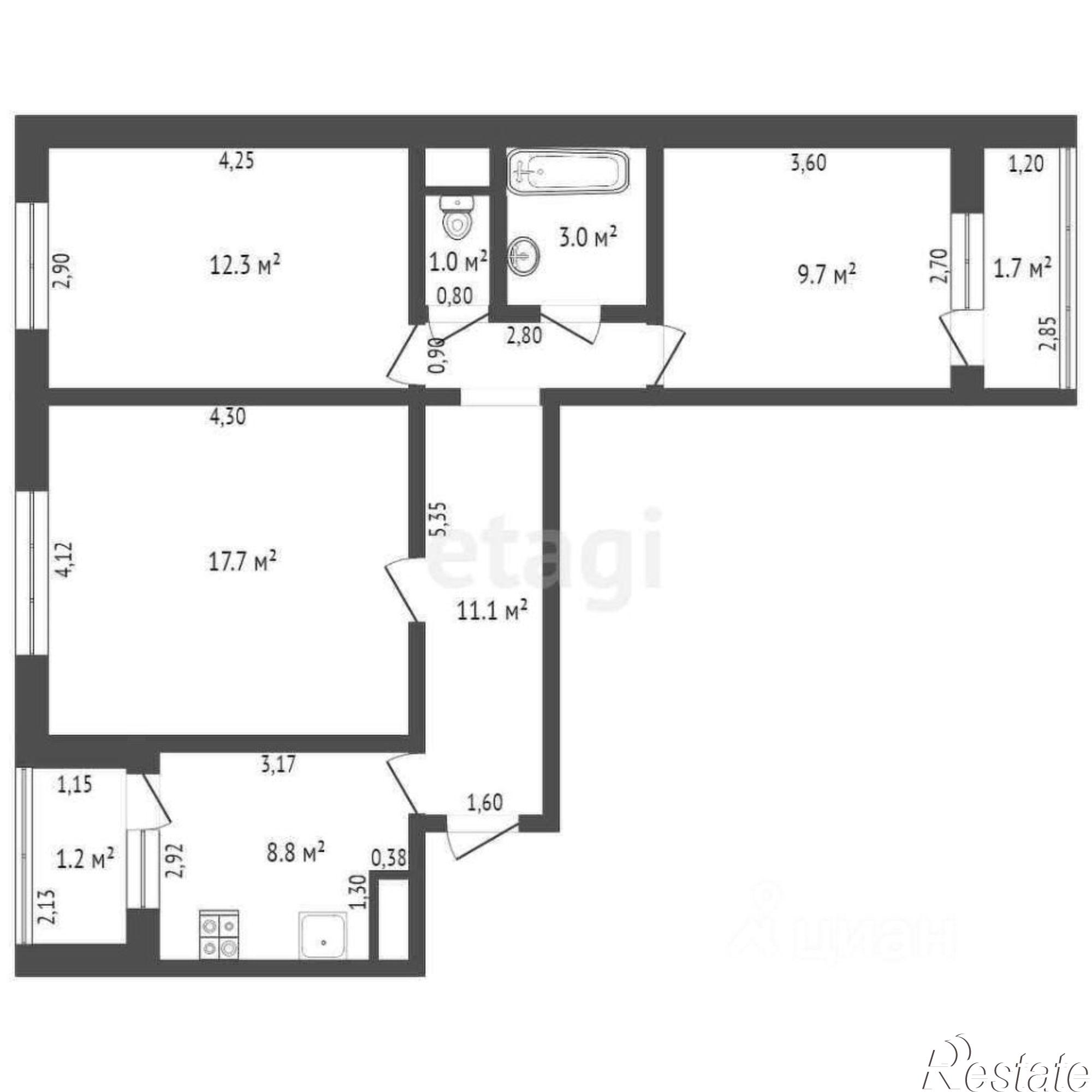 Купить квартиру за 3 770 000 рублей на Литейная улица, 53
