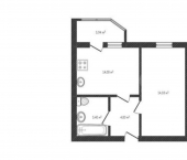 1-комн, 38кв м, этаж 2/19 ул Комарова, 49