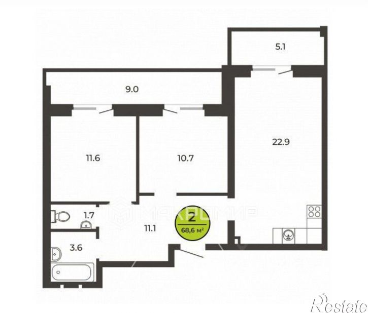 2-комн квартира улица Ильи Иванова, 3А,  д. 3А