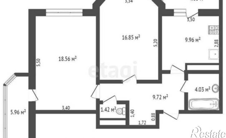 2-комн квартира ул Комарова, 55,  д. 55