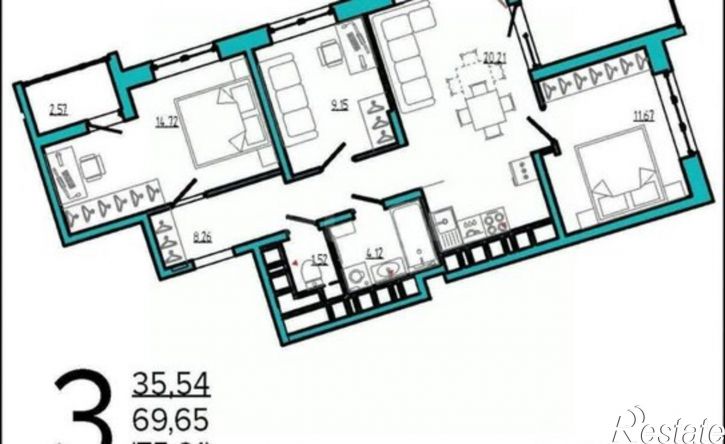 3-комн квартира ул Бежицкая, 19,  д. 19