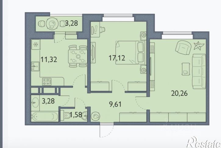 2-комн квартира проспект Станке Димитрова, 67к7
