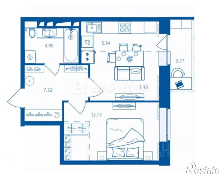 1-комн квартира улица Братьев Ткачёвых, 15к3