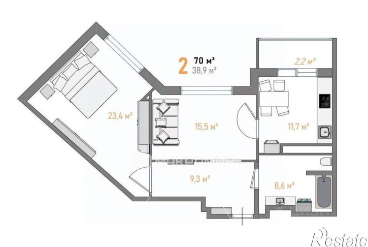 2-комн квартира ул Флотская, 8,  д. 8
