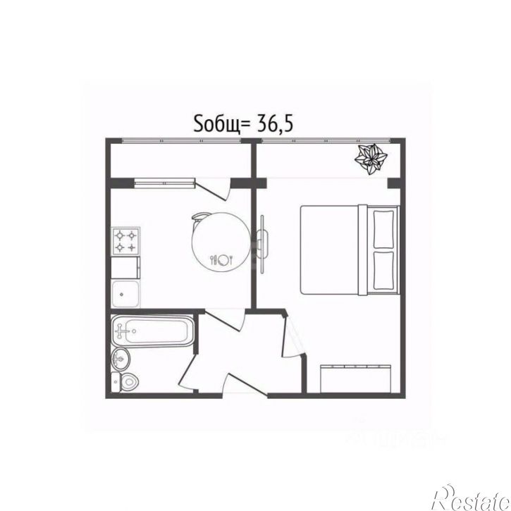 1-комн квартира Флотская улица, 32,  д. 32