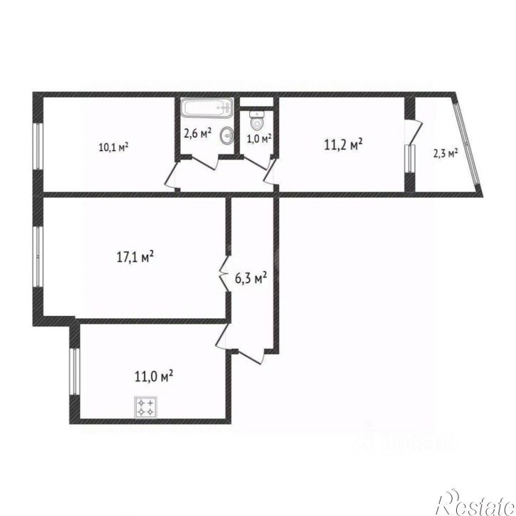 3-комн квартира ул Авиационная, 1,  д. 1