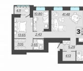3-комн, 106 кв м, этаж 11/15 ЖК Архитектор