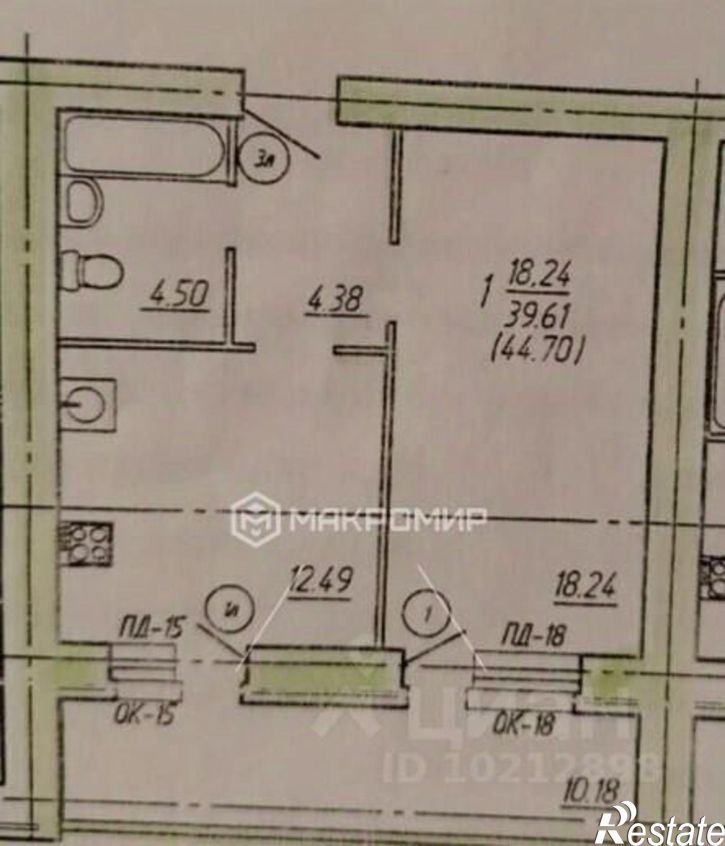 1-комн квартира улица имени О.Н. Строкина, 2,  д. 2