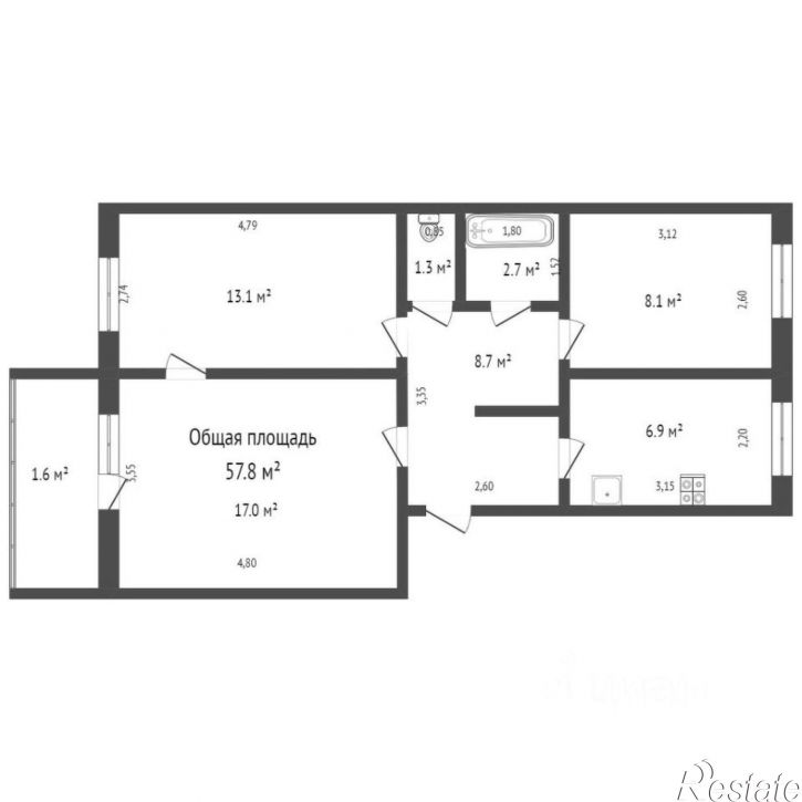 3-комн квартира ул Куйбышева, 99,  д. 99