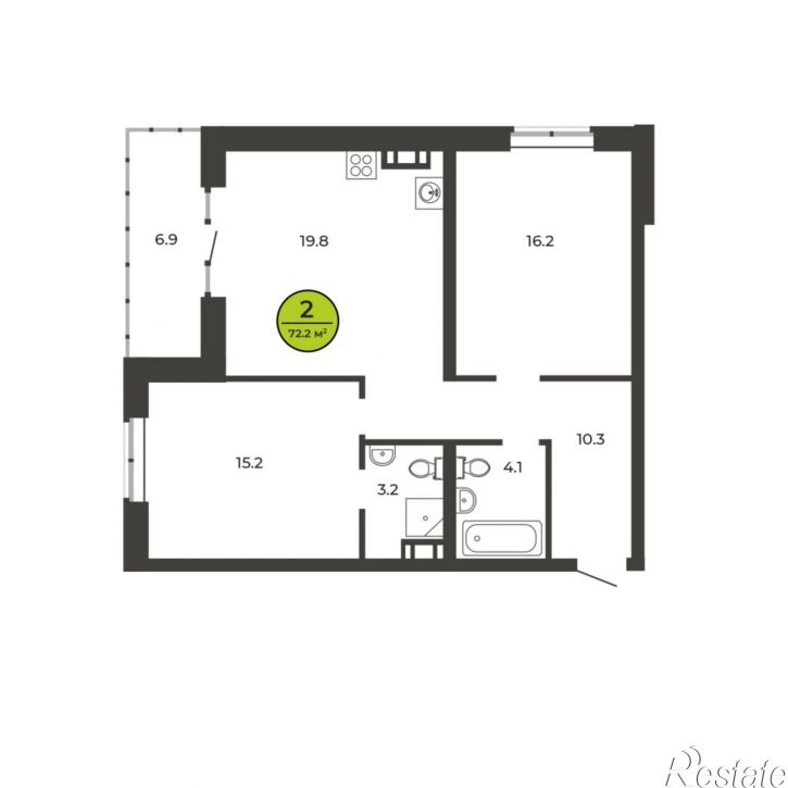 2-комн квартира Рославльская ул, 1Е