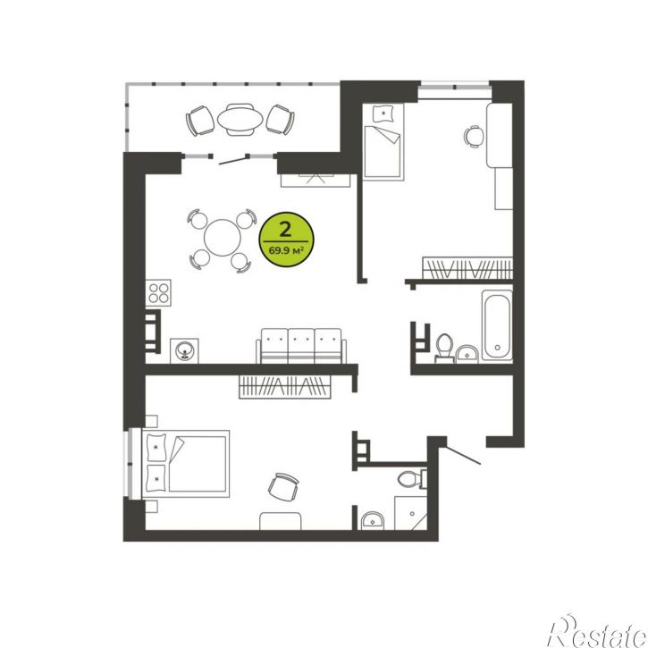 2-комн квартира Рославльская ул, 1Е