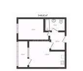 1-комн, 44кв м, этаж 3/19 ул Комарова, 49