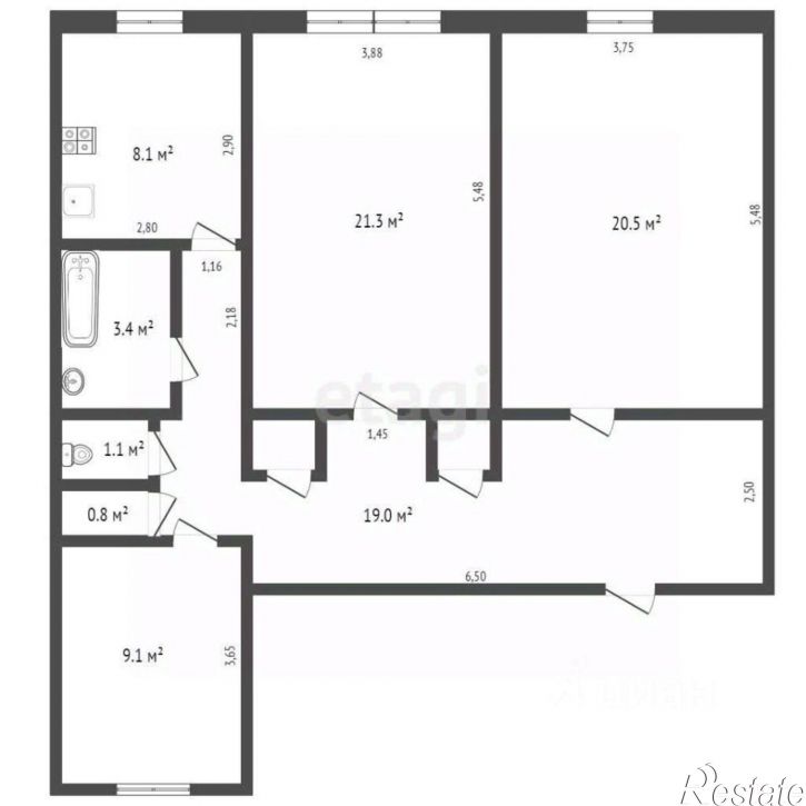 3-комн квартира ул Куйбышева, 10,  д. 10
