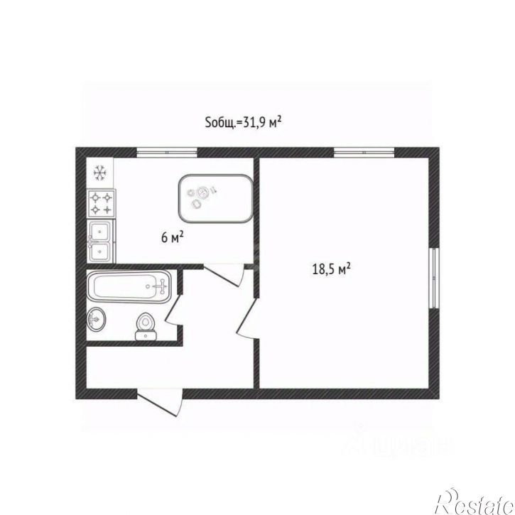 1-комн квартира ул 22 съезда КПСС, 2,  д. 2