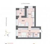 2-комн, 64 кв м, этаж 3/15 ул Крахмалева, 8Б