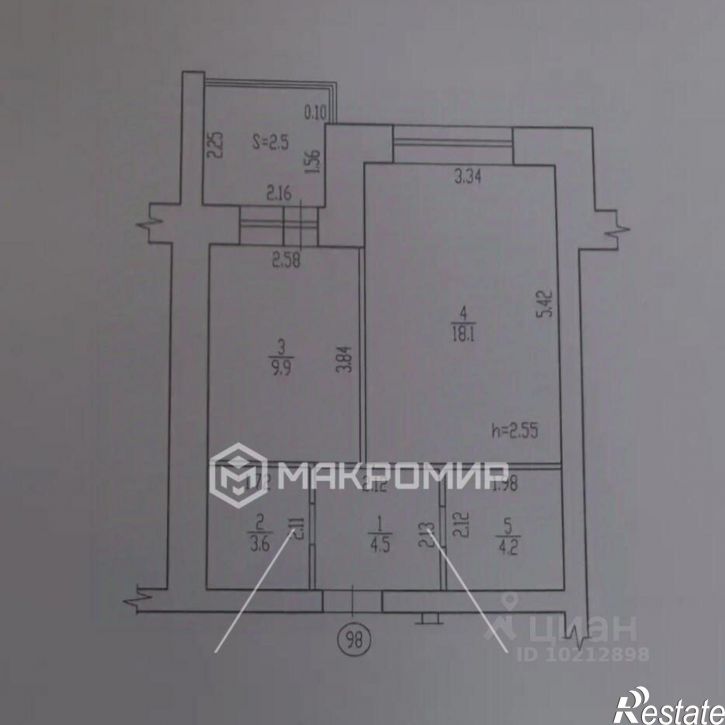 1-комн квартира Московский мкр, д.42/2