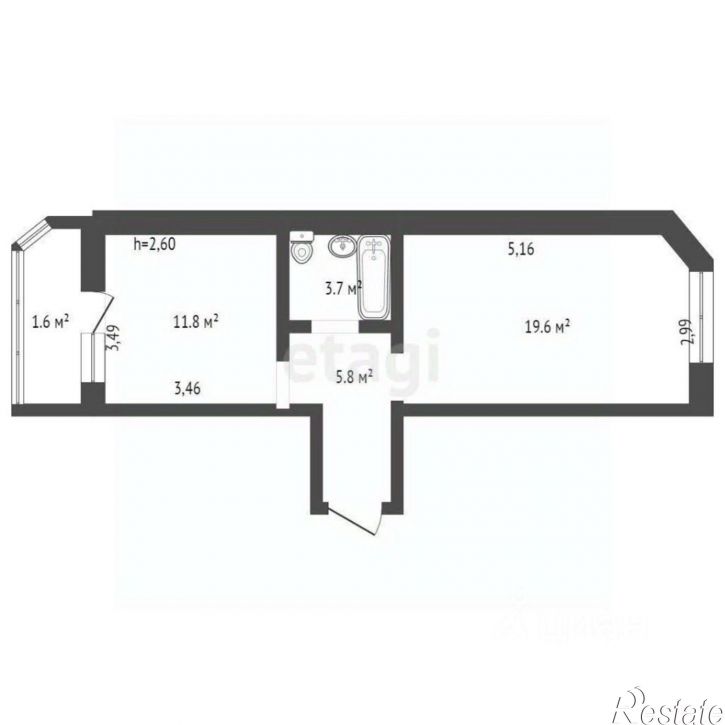 1-комн квартира ул Радищева, 12,  д. 12