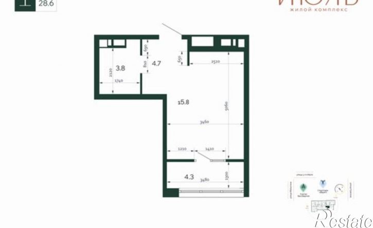 1-комн квартира в новом доме ул 3 Июля, 23,  д. 23