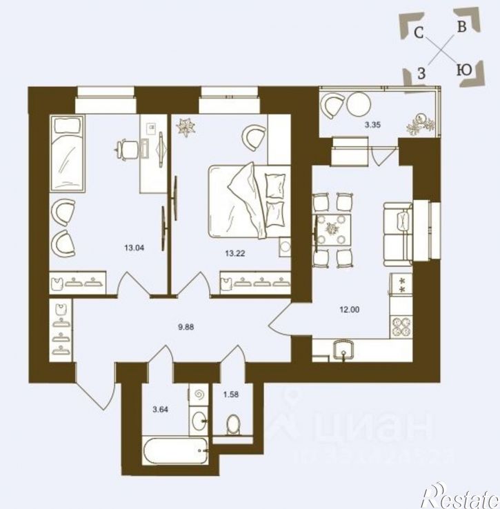 2-комн квартира ул Степная, 2Б,  д. 2Б