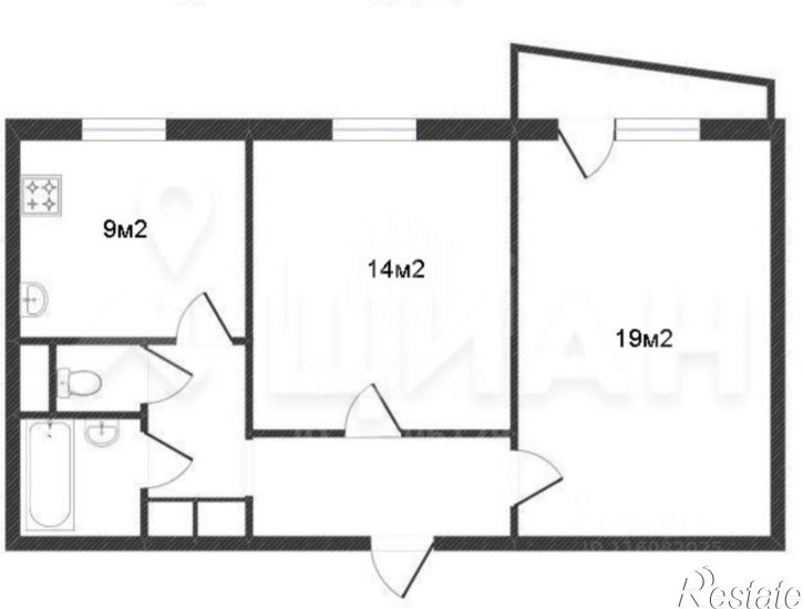 2-комн квартира ул Авиационная, 3,  д. 3