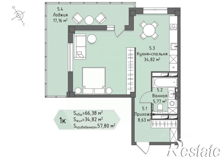 1-комн квартира в новом доме улица Бурова, 42/3,  д. 42/3