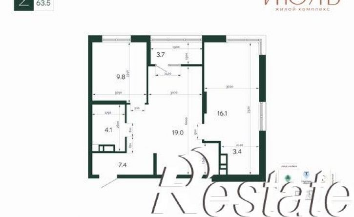 2-комн квартира в новом доме улица 3 Июля, 23,  д. 23