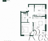 2-комн, 53 кв м, этаж 5/16 улица 3 Июля, 23